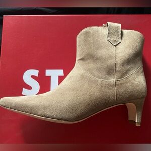STAUD Western Wally Dune Suede Ankle Boots